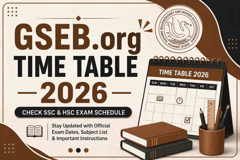 GSEB.org Time Table 2026